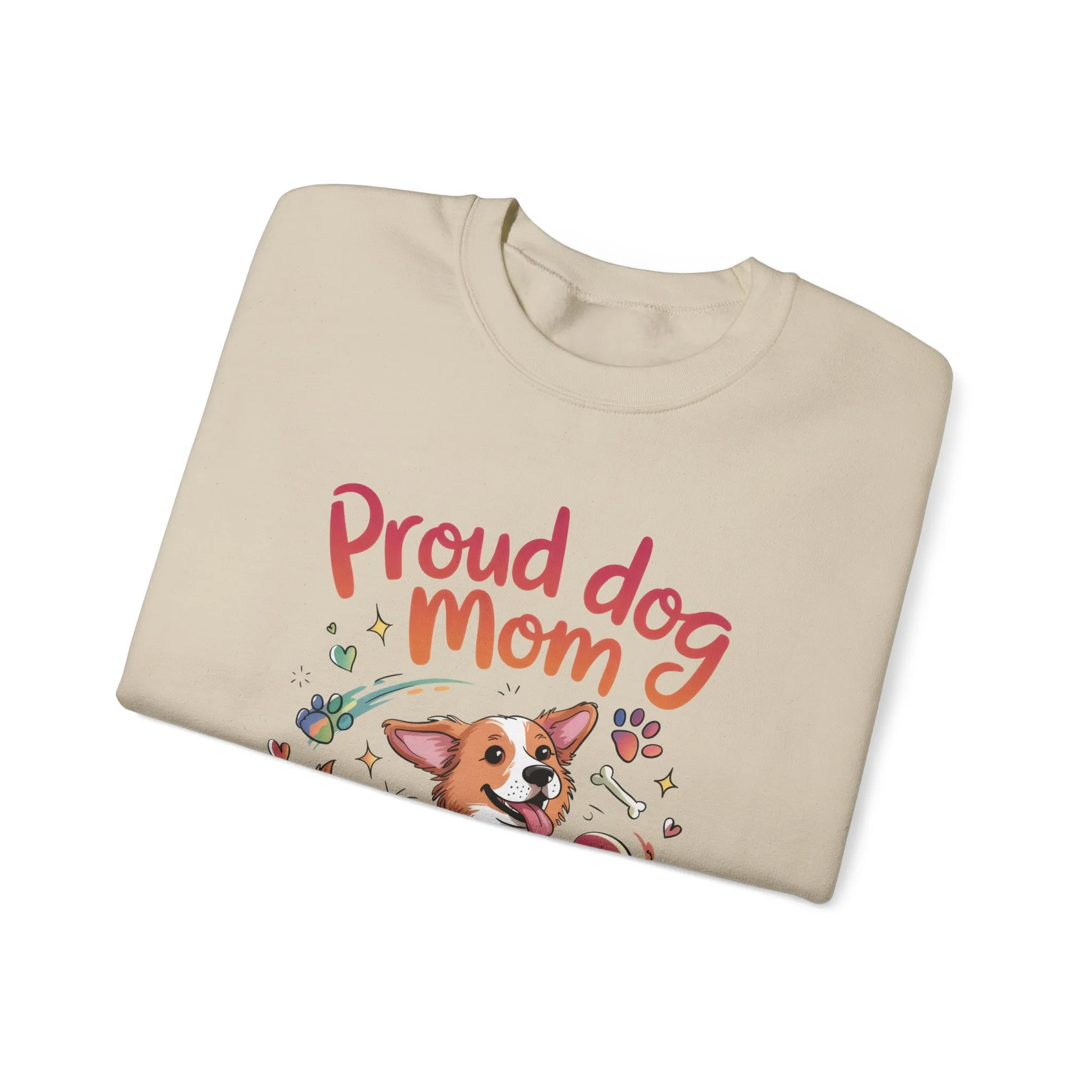 Proud Dog Mom Crewneck Sweatshirt, Pet Lover Gift, Dog Mom Apparel, Animal Lover Clothing, Gift for Dog Moms, Puppy Paw Rainbow Print - Image 10