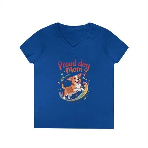 Proud Dog Mom V-Neck T-Shirt, Perfect Gift for Dog Lovers, Casual Wear for Dog Moms, Dog Appreciation Day, Dog Mom Gift - Image 9