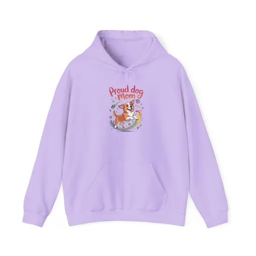 Proud Dog Mom Hoodie, Gift for Dog Owners, Dog Lover Apparel, Mother's Day Gift, Unisex Hooded Sweatshirt, Corgi Rainbow Print - Image 2