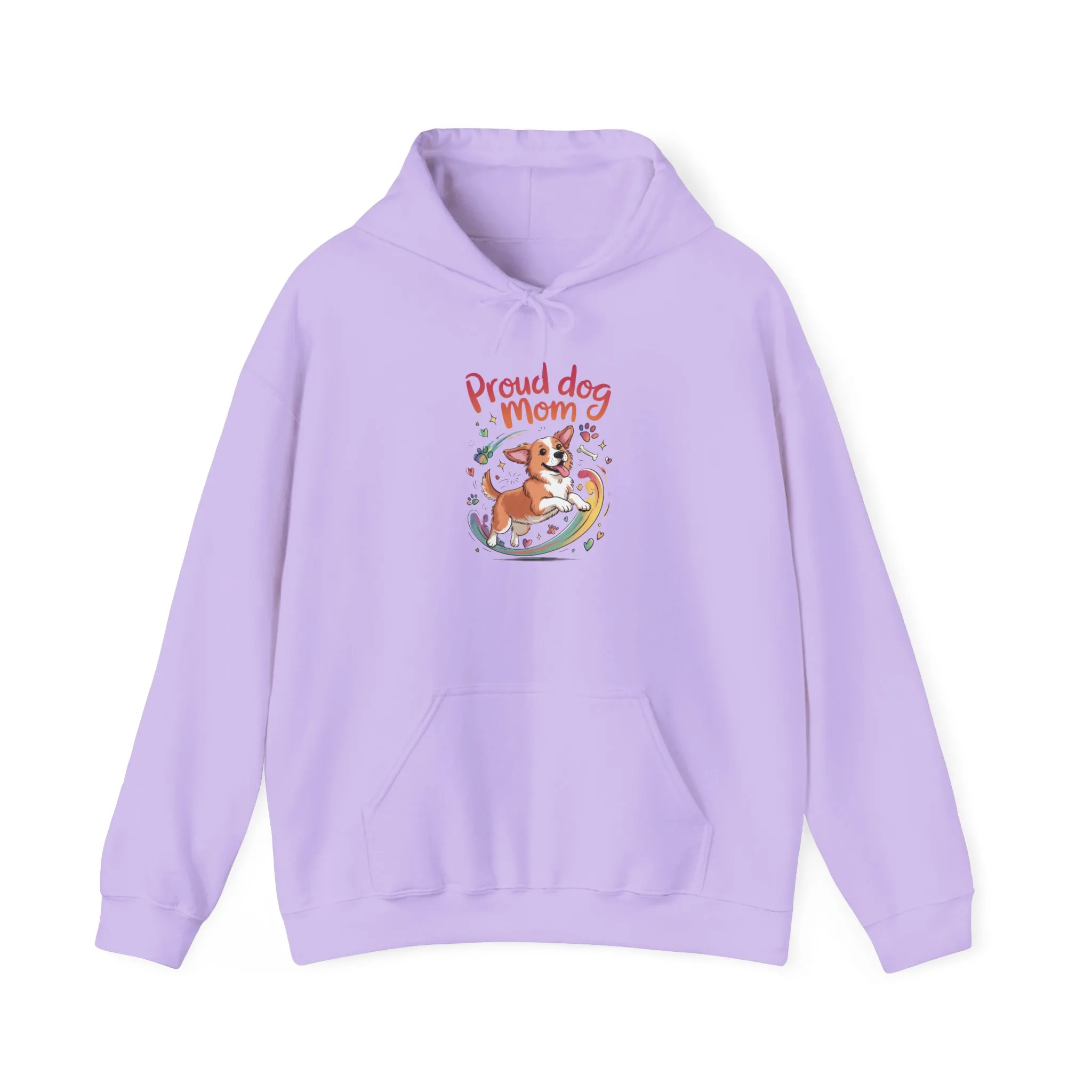 Proud Dog Mom Hoodie, Gift for Dog Owners, Dog Lover Apparel, Mother's Day Gift, Hooded Sweatshirt, Corgi Rainbow Print - Image 2