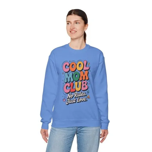 Cool Mom Club Sweatshirt, Gift for Moms, Mother's Day, No Rules Just Love, Retro Colorful Unisex Heavy Blend Crewneck - Image 18