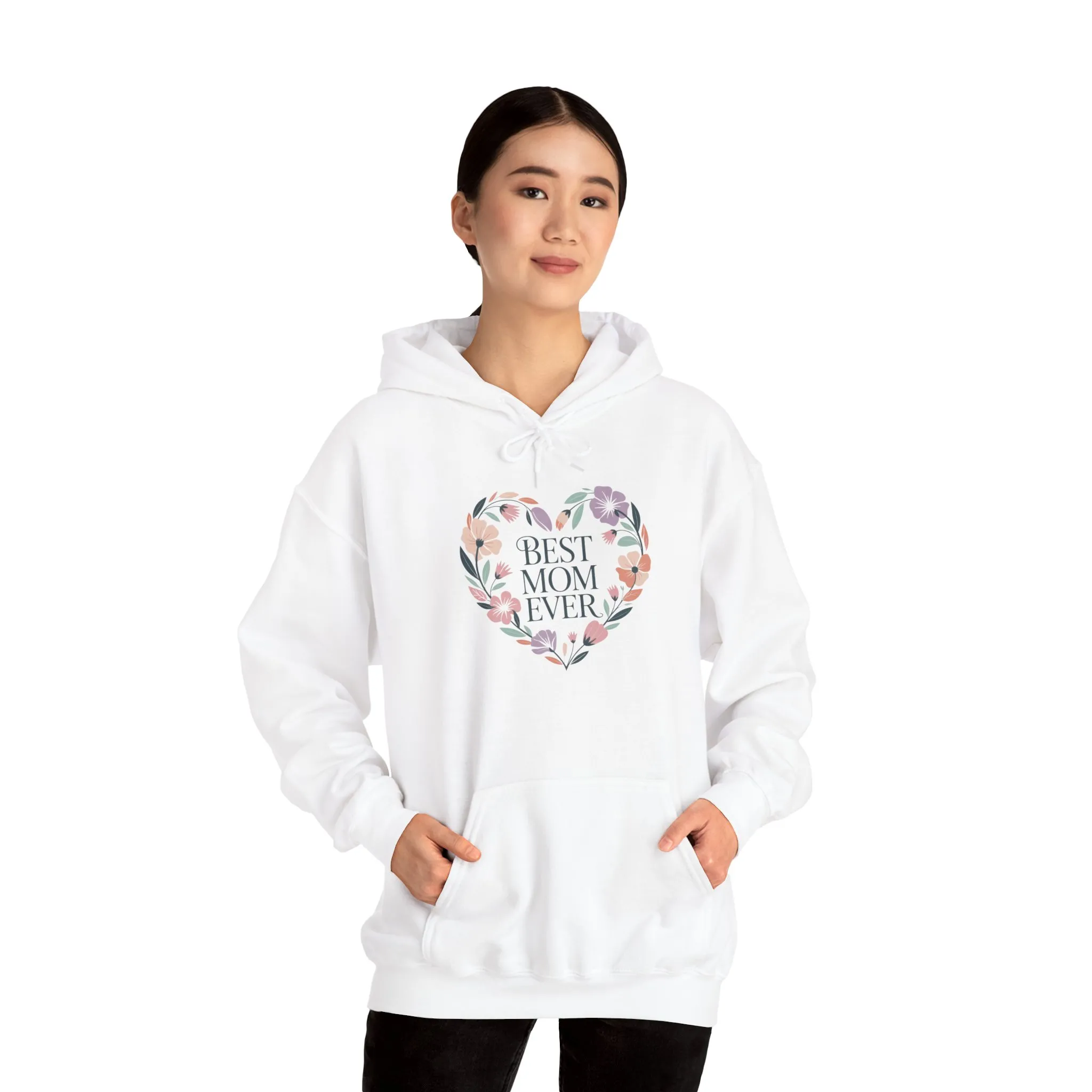 Floral Heart Mom Hoodie - Best Mom Ever Sweatshirt for Mother's Day, Gift for Mom, Cozy Sweatshirt for Women, Everyday Wear, New Mom Gift - Image 5