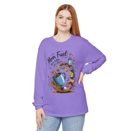 Mom Fuel Long Sleeve T-Shirt, Coffee Lovers Gift, Mother's Day Apparel, Cute Mom Shirt, Coffee Lover Mom Life Top, Coffee Lover's Tee - Image 14
