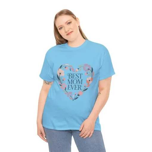 Floral Best Mom Ever Tee, Mother's Day Gift, Mom Appreciation Gift, Floral Heart Cotton Tee - Image 11
