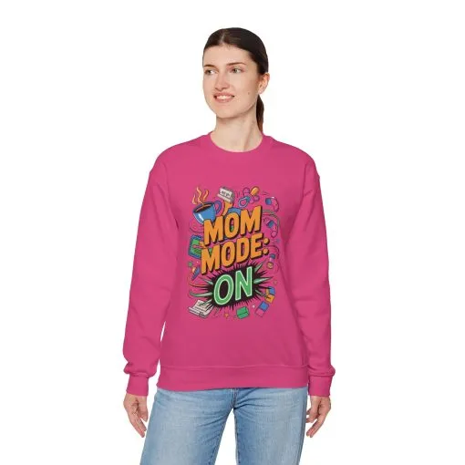 Mom Mode On Crewneck Sweatshirt, Gift for Mom, Mother's Day Humor T-Shirt, Cute Mama Life Graphic Tee, Mother's Day Gift - Image 32
