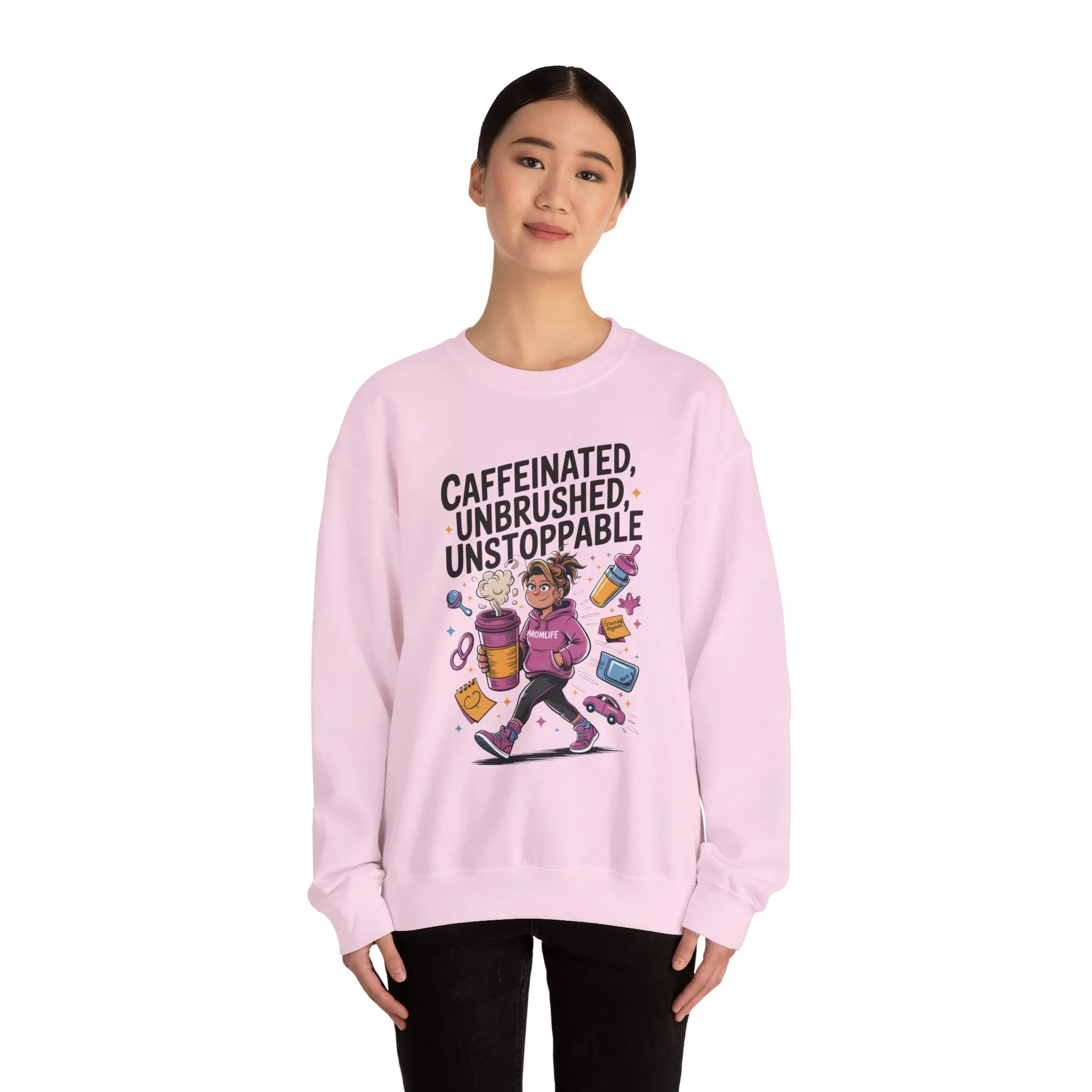 Caffeinated Mom Sweatshirt, Funny Mom Life Quote, Mother's Day Gift,New Mother Tired Mother Gift, Coffee Lover Gift, Coffee Addict Mom - Image 2