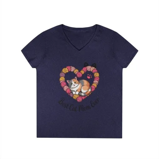 Best Cat Mom V-Neck T-Shirt, Gifts for Cat Lovers, Pet Mom Tee, Cute Cat Shirt, Animal Lover Apparel, Mother's Day Gift - Image 9
