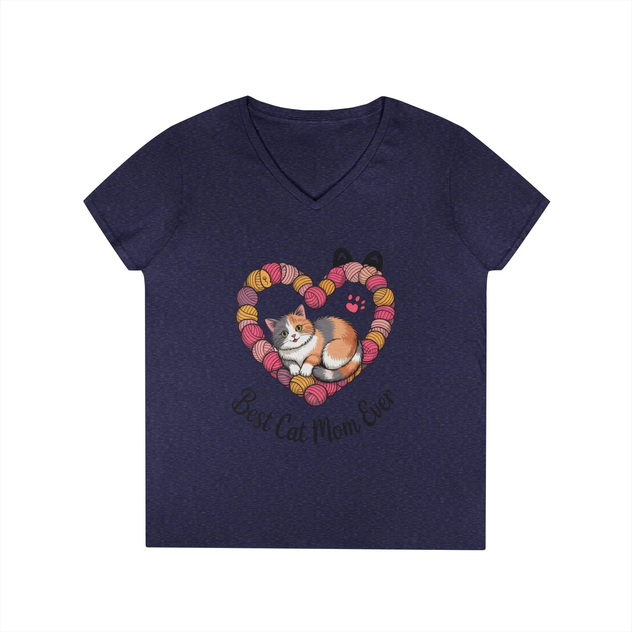 Best Cat Mom V-Neck T-Shirt, Gifts for Cat Lovers, Pet Mom Tee, Cute Cat Shirt, Animal Lover Apparel, Mother's Day Gift - Image 9