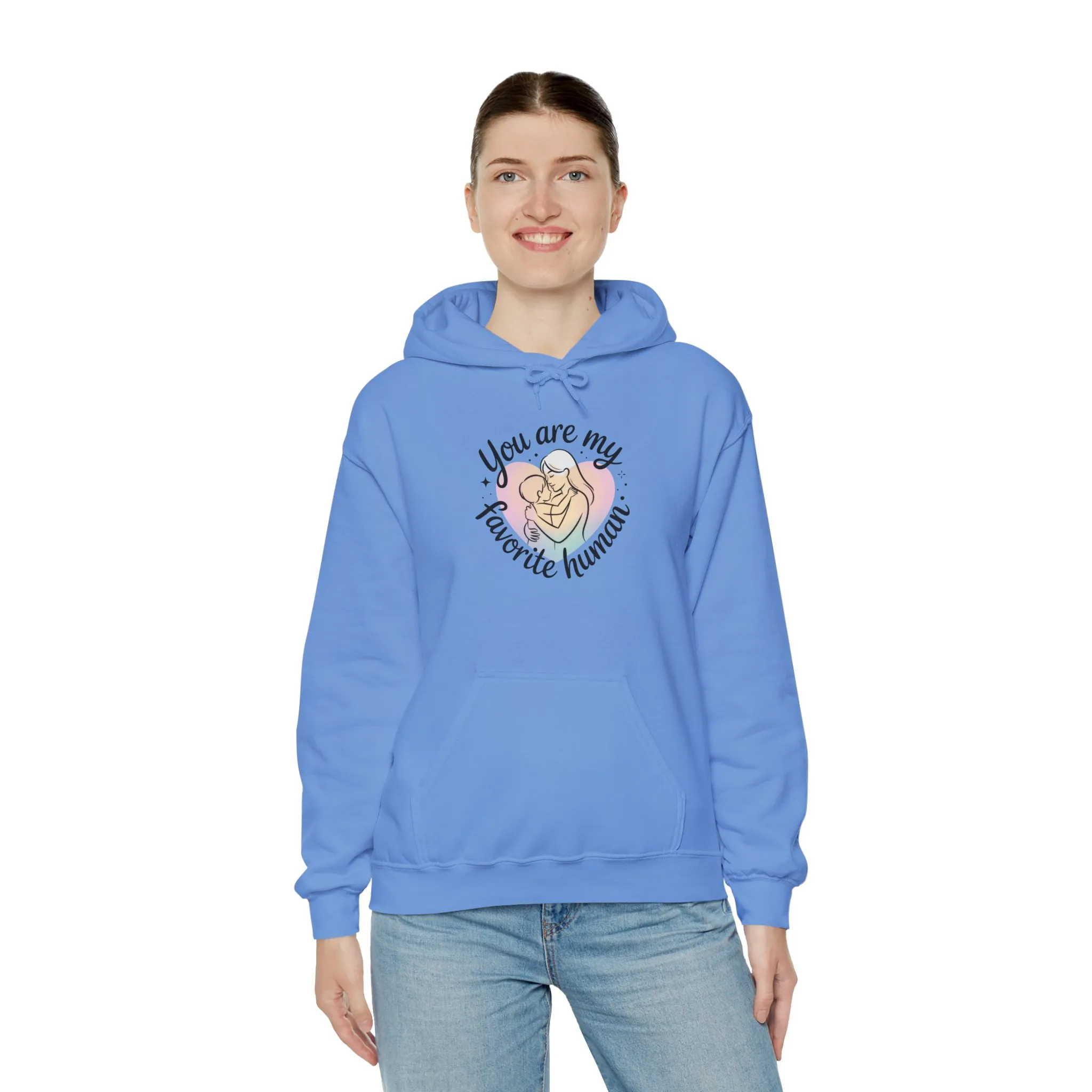 You Are My Favorite Human Hoodie, Cute Mom and Baby Pastel Design, Mothers Day Hooded Sweatshirt Gift - Image 4