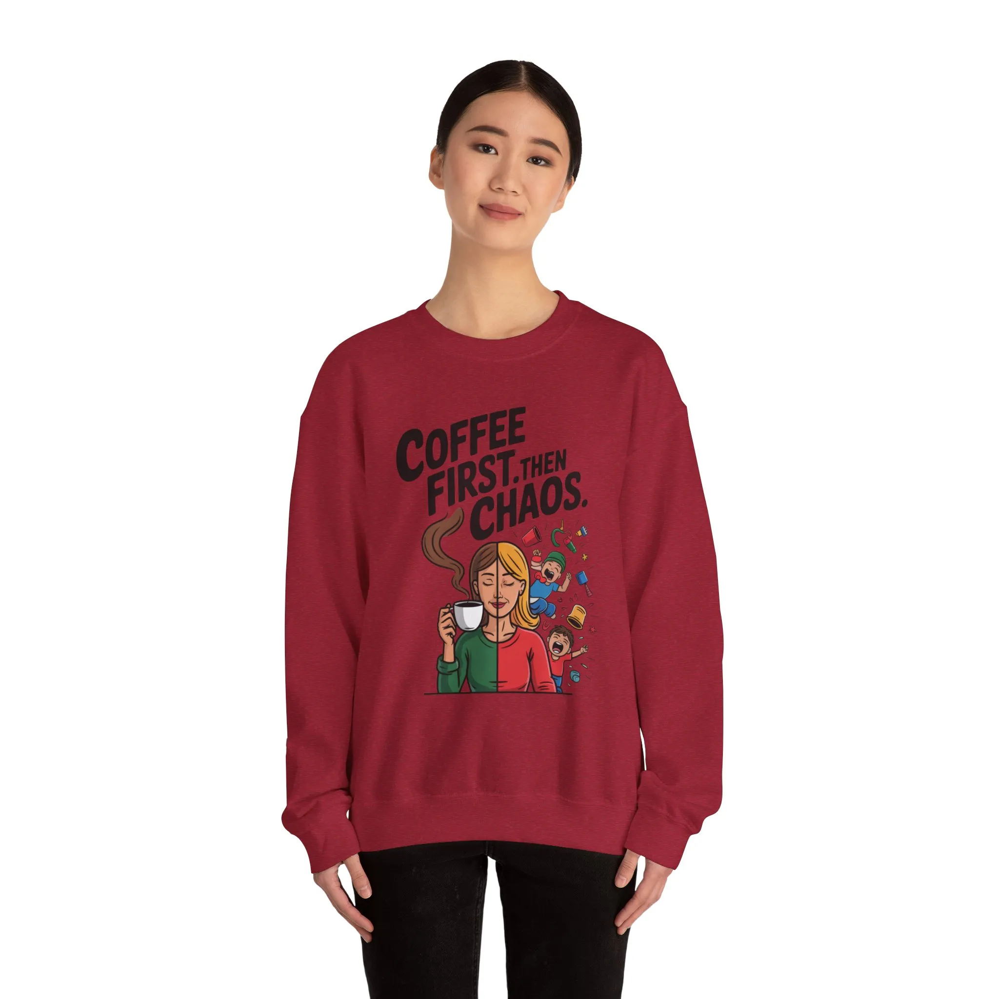Coffee First Then Chaos Sweatshirt, Ideal Gift for Moms, Fun Casual Wear, Funny Mom Life Sweatshirt, Mother's Day Gift - Image 38