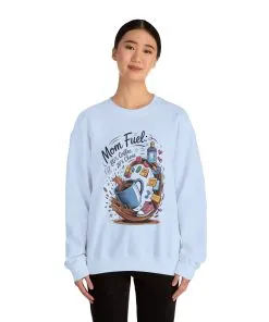 Mom Fuel Unisex Crewneck Sweatshirt, Perfect for Coffee Lovers, Gifts for Moms, Cozy Casual Wear, Funny Graphic Sweatshirt, Mother's Day