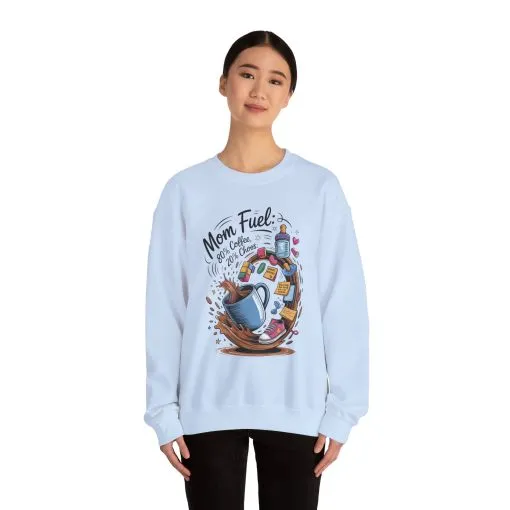 Mom Fuel Unisex Crewneck Sweatshirt, Perfect for Coffee Lovers, Gifts for Moms, Cozy Casual Wear, Funny Graphic Sweatshirt, Mother's Day