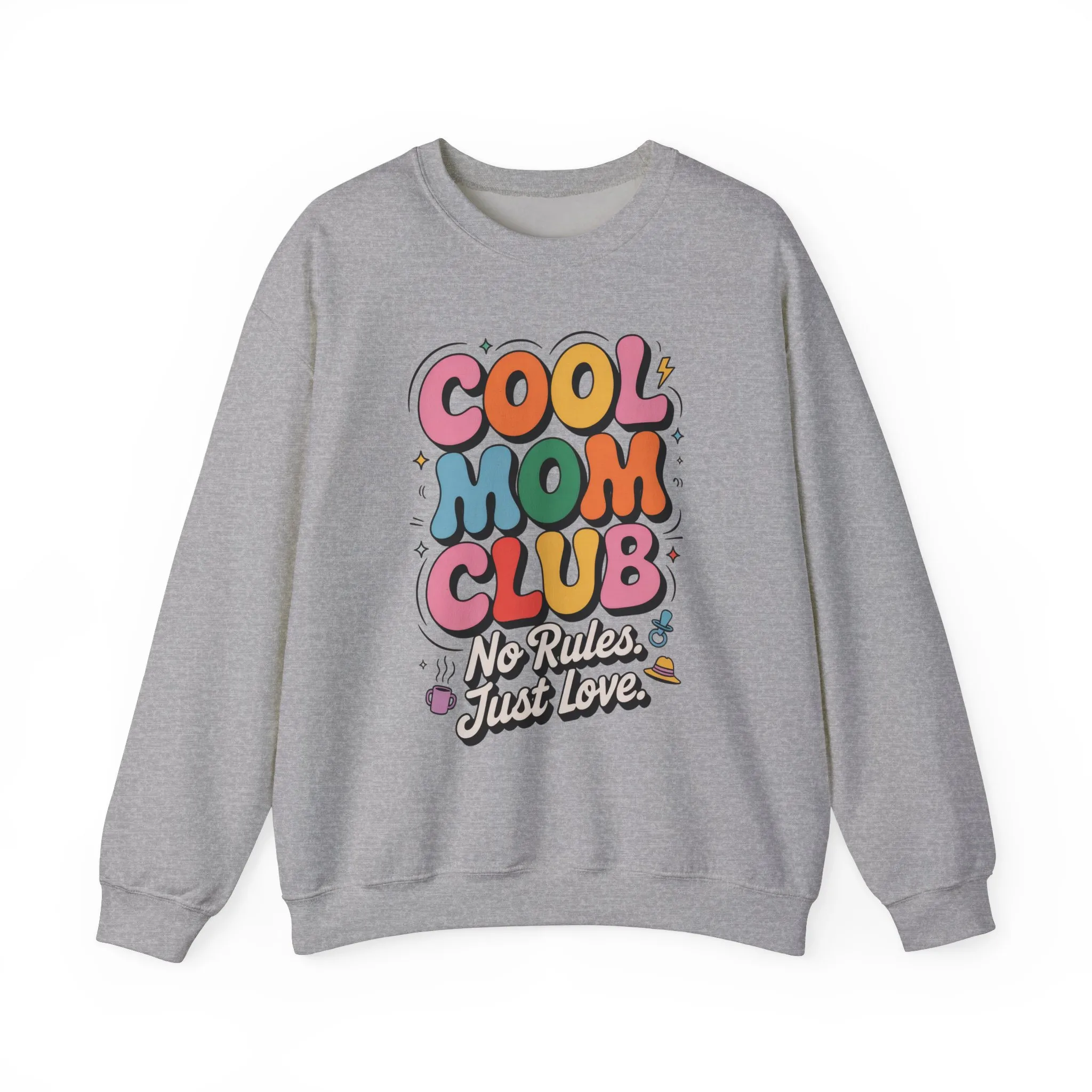 Cool Mom Club Sweatshirt, Gift for Moms, Mother's Day, No Rules Just Love, Retro Colorful Unisex Heavy Blend Crewneck - Image 7