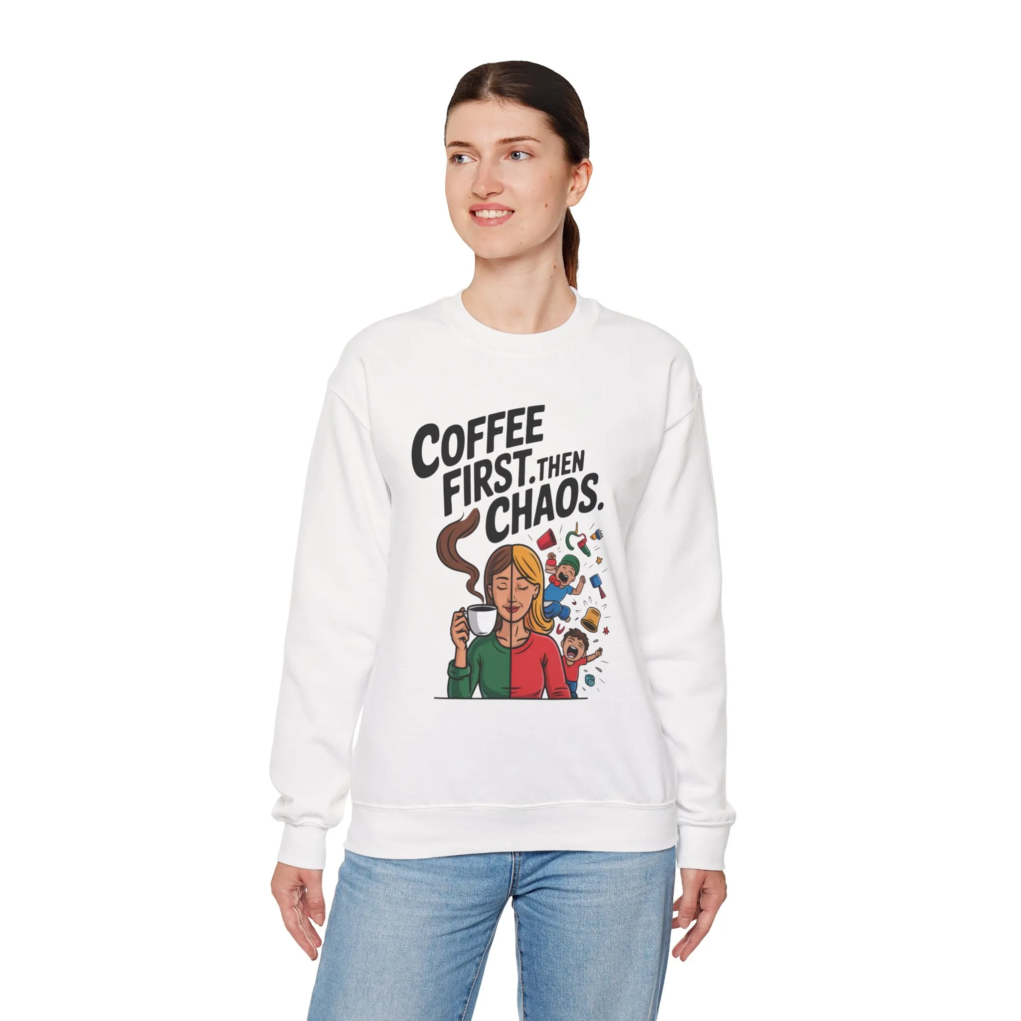 Coffee First Then Chaos Sweatshirt, Ideal Gift for Moms, Fun Casual Wear, Funny Mom Life Sweatshirt, Mother's Day Gift - Image 3