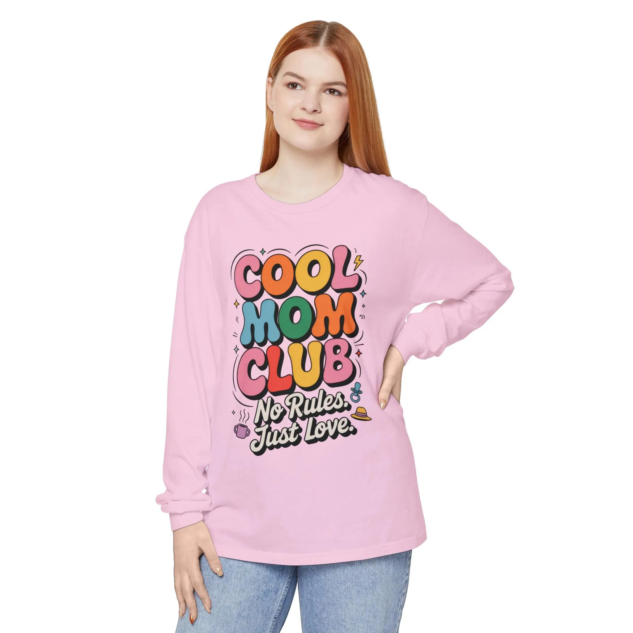 Cool Mom Club Long Sleeve T-Shirt, Funny Mom Tee, Gift for Moms, Mother's Day Gift, No Rules Just Love Quote Tee - Image 18