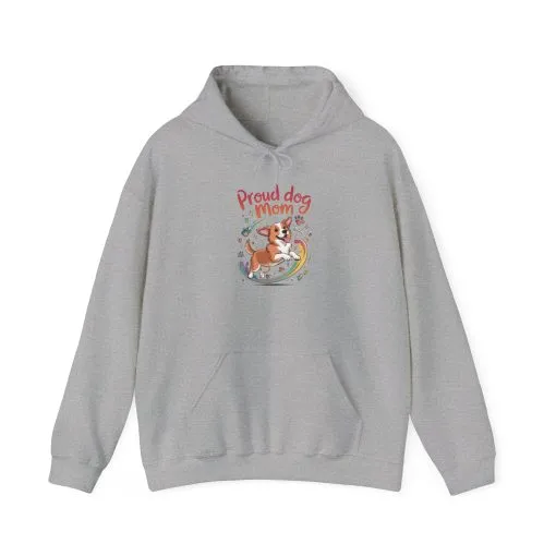 Proud Dog Mom Hoodie, Gift for Dog Owners, Dog Lover Apparel, Mother's Day Gift, Unisex Hooded Sweatshirt, Corgi Rainbow Print - Image 13