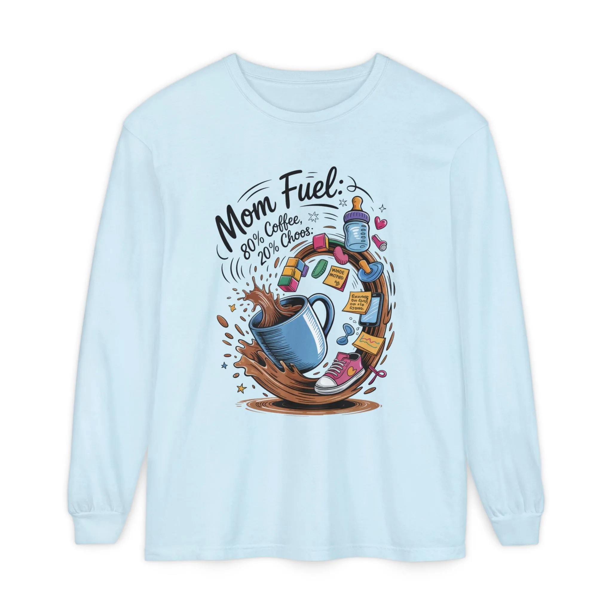 Mom Fuel Long Sleeve T-Shirt, Coffee Lovers Gift, Mother's Day Apparel, Cute Mom Shirt, Coffee Lover Mom Life Top, Coffee Lover's Tee - Image 7
