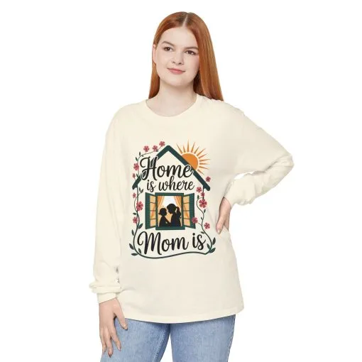 Home Is Where Mom Is Long Sleeve T-Shirt, Mother's Day Cotton Shirt, Cute Family Gift for Mom, Sentimental Mom Gift, mother's day Gift - Image 5