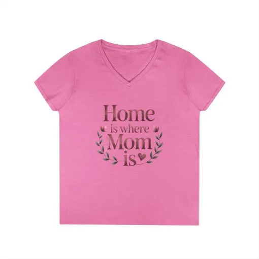 Home is Where Mom Is V-Neck T-Shirt, Gift for Moms, Mother's Day T-Shirt, Cute Casual Tee, Family Celebration Apparel, Home Sweet Home - Image 5