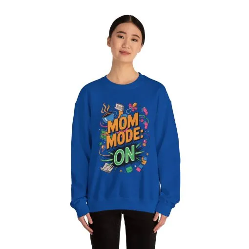 Mom Mode On Crewneck Sweatshirt, Gift for Mom, Mother's Day Humor T-Shirt, Cute Mama Life Graphic Tee, Mother's Day Gift - Image 23