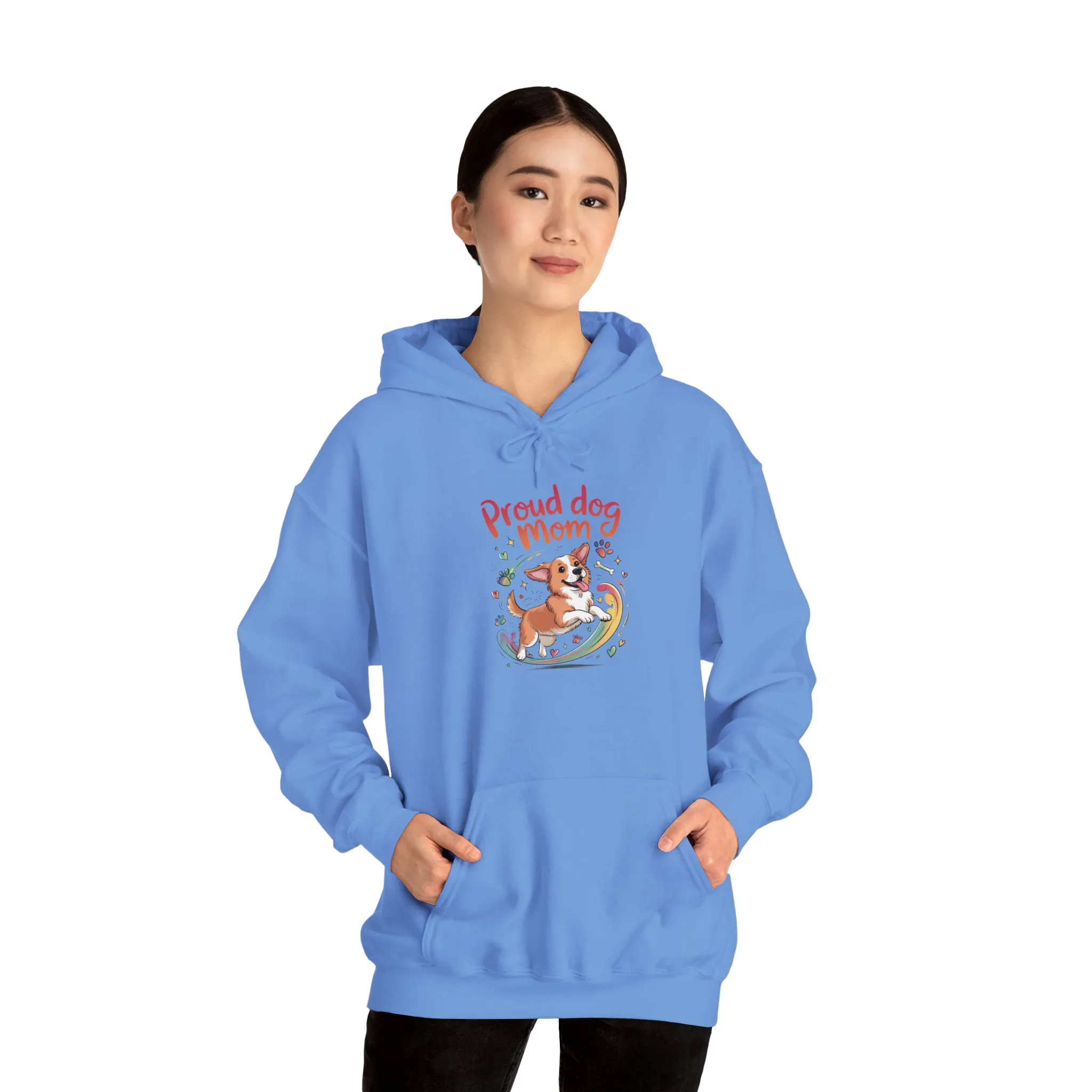 Proud Dog Mom Hoodie, Gift for Dog Owners, Dog Lover Apparel, Mother's Day Gift, Hooded Sweatshirt, Corgi Rainbow Print - Image 24