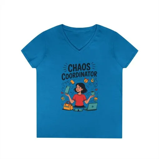 Chaos Coordinator Ladies' V-Neck T-Shirt, Funny Mom Shirt, Multitasking Mom Gift, Busy Mom Life Tee, Cute Mother's Day Gift for Mom - Image 10