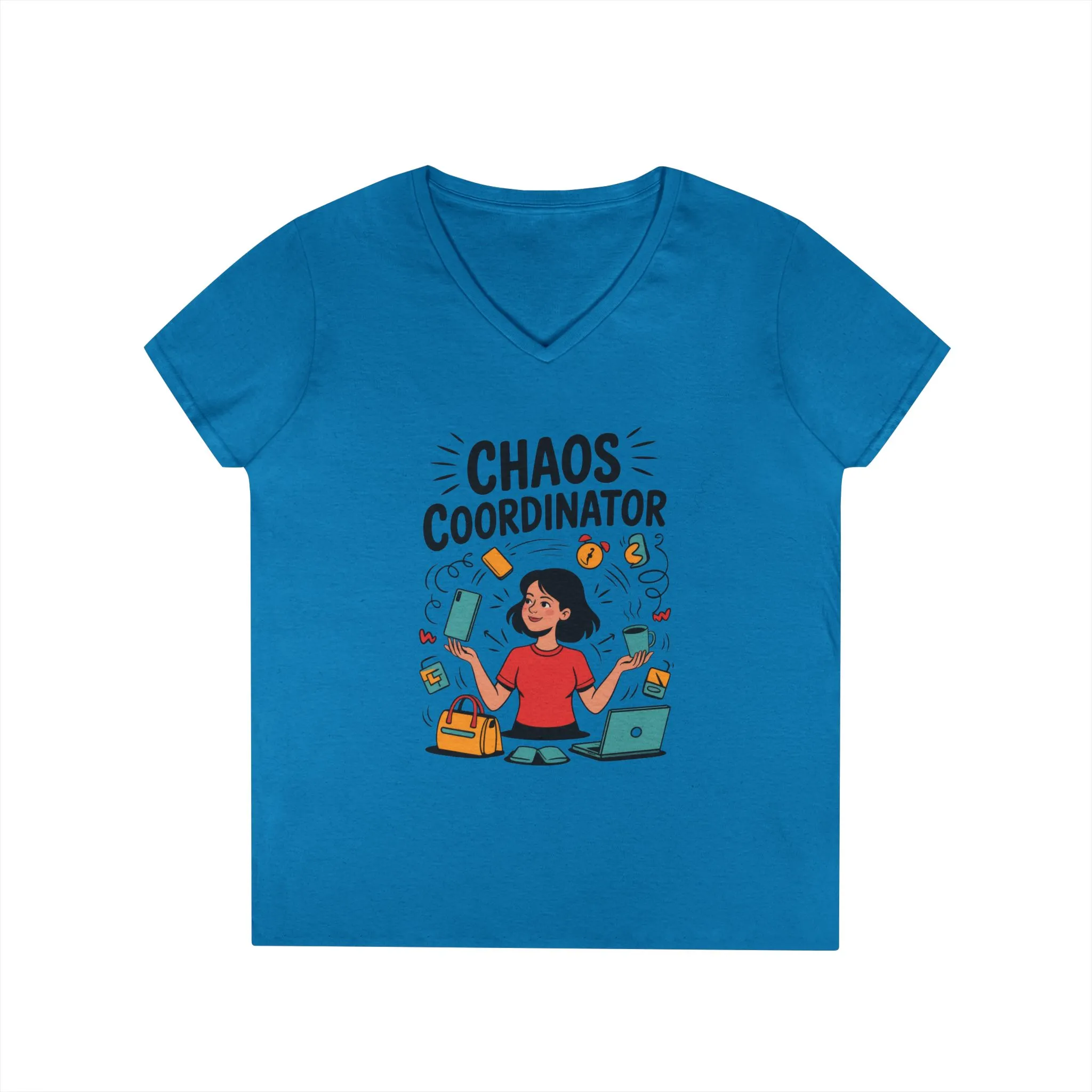 Chaos Coordinator Ladies' V-Neck T-Shirt, Funny Mom Shirt, Multitasking Mom Gift, Busy Mom Life Tee, Cute Mother's Day Gift for Mom - Image 10