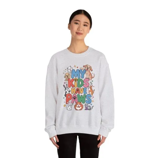 My Kids Have Paws Sweatshirt, Pet Lover Gift, Cute Animal Shirt, Cute Pet Mom Tee, Animal Parent T-Shirt, Gift for Animal Lovers - Image 4