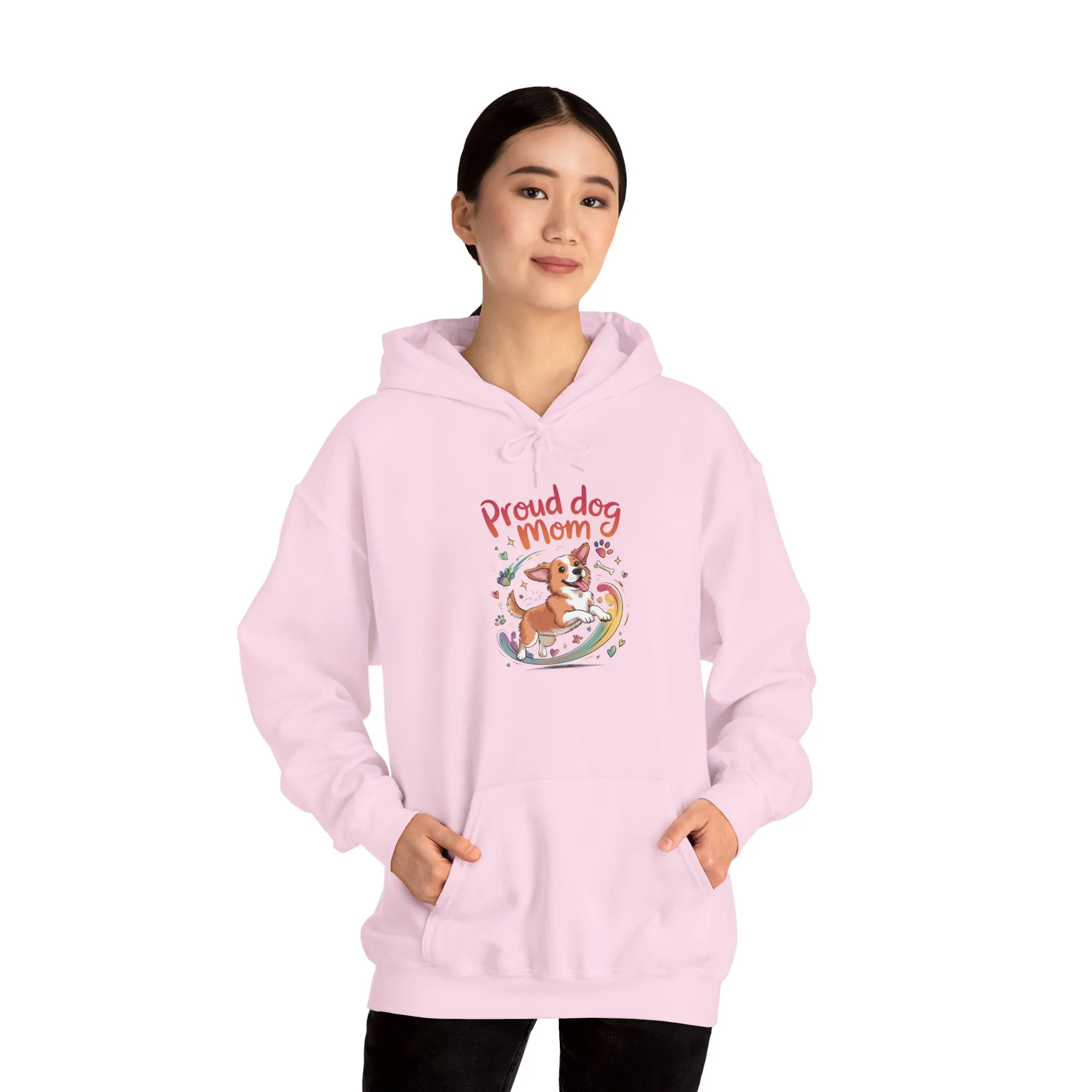 Proud Dog Mom Hoodie, Gift for Dog Owners, Dog Lover Apparel, Mother's Day Gift, Hooded Sweatshirt, Corgi Rainbow Print - Image 28