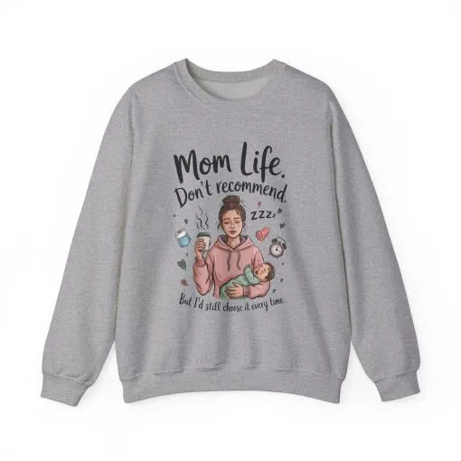 Mom Life Crewneck Sweatshirt, New Mom Gift, Cozy Everyday Wear, Funny Parent Apparel, Tired Mama Humor Tee - Image 13