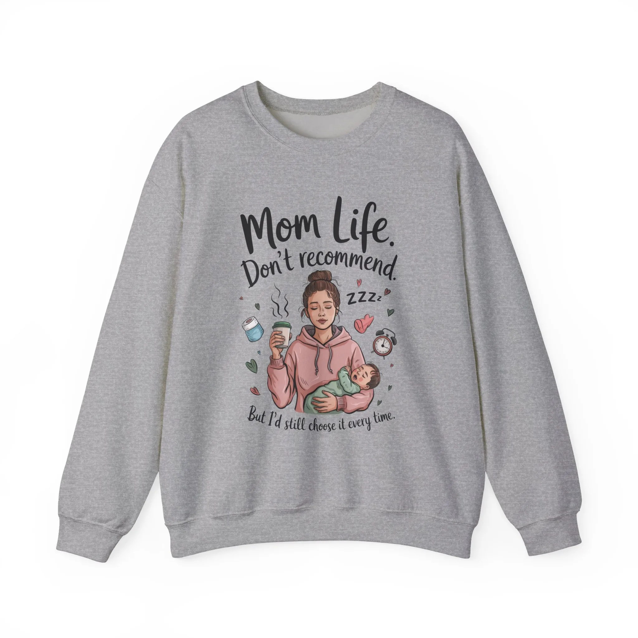 Mom Life Crewneck Sweatshirt, New Mom Gift, Cozy Everyday Wear, Funny Parent Apparel, Tired Mama Humor Tee - Image 13
