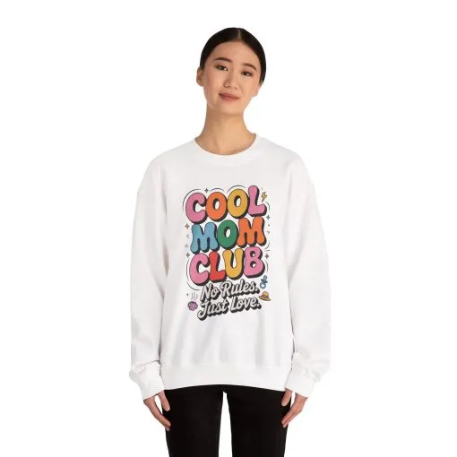 Cool Mom Club Sweatshirt, Gift for Moms, Mother's Day, No Rules Just Love, Retro Colorful Unisex Heavy Blend Crewneck - Image 5