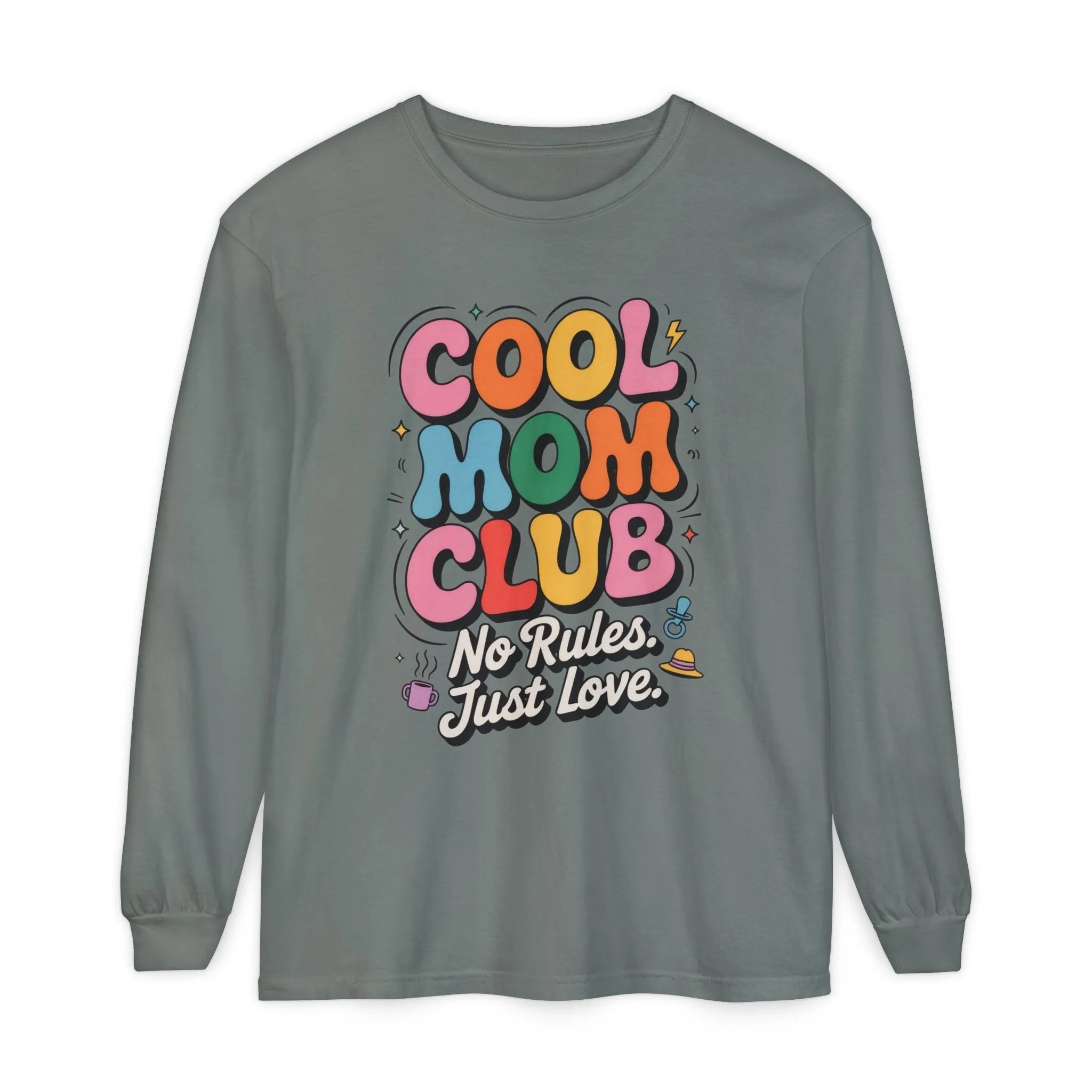 Cool Mom Club Long Sleeve T-Shirt, Funny Mom Tee, Gift for Moms, Mother's Day Gift, No Rules Just Love Quote Tee - Image 3