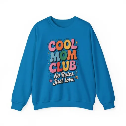 Cool Mom Club Sweatshirt, Gift for Moms, Mother's Day, No Rules Just Love, Retro Colorful Unisex Heavy Blend Crewneck - Image 19