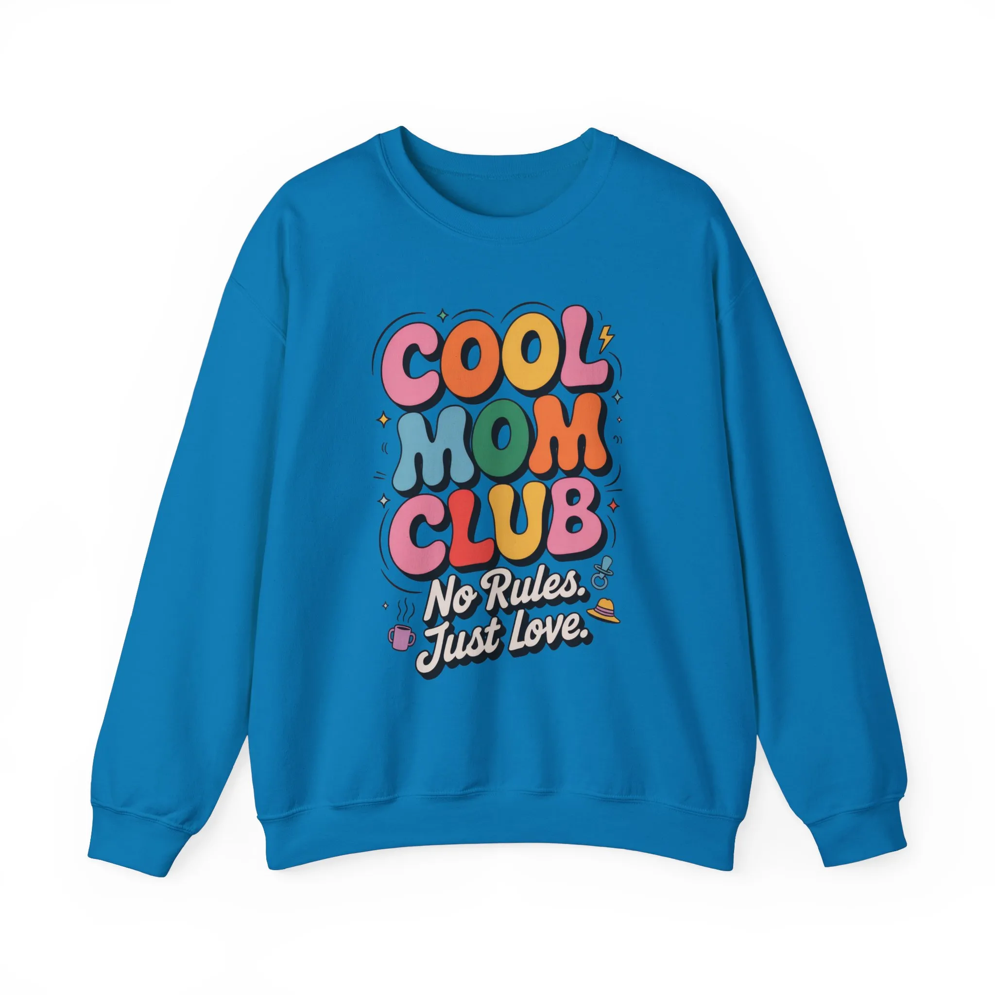 Cool Mom Club Sweatshirt, Gift for Moms, Mother's Day, No Rules Just Love, Retro Colorful Unisex Heavy Blend Crewneck - Image 19