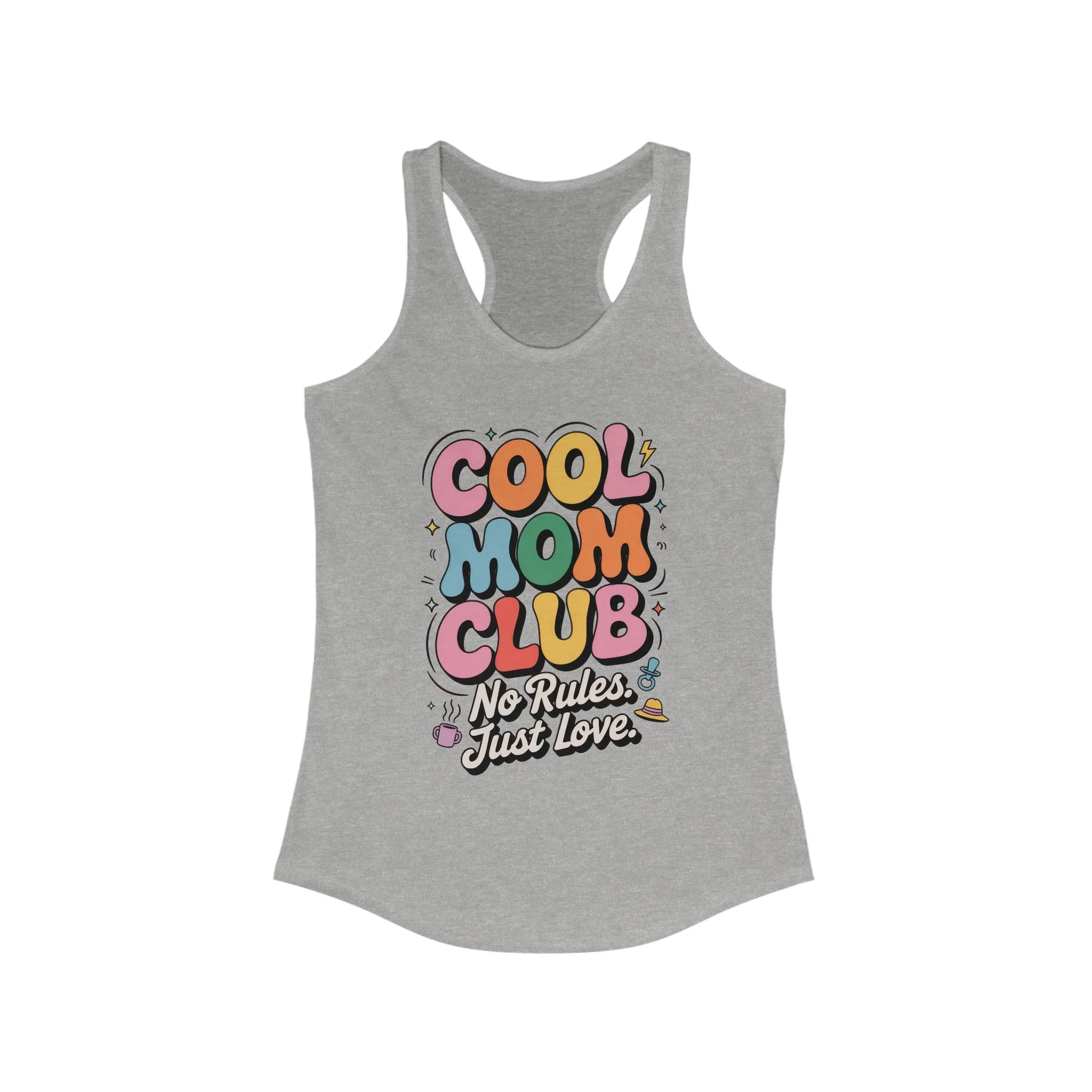 Cool Mom Club Racerback Tank, Gift for Moms, Mother's Day Gift, No Rules Just Love, Retro Colorful Unisex Heavy Blend Crewneck - Image 5
