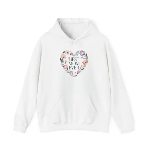 Floral Heart Mom Hoodie - Best Mom Ever Sweatshirt for Mother's Day, Gift for Mom, Cozy Sweatshirt for Women, Everyday Wear, New Mom Gift - Image 4