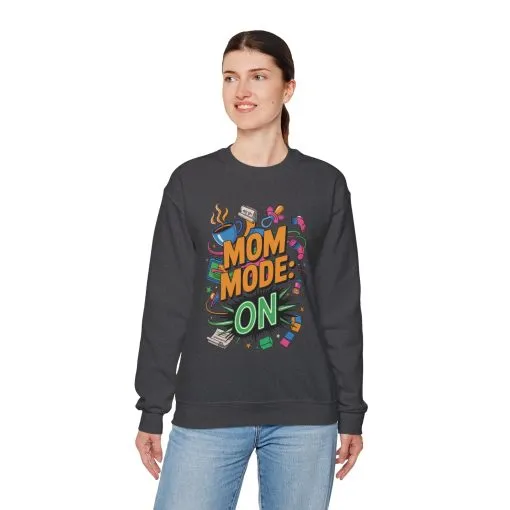 Mom Mode On Crewneck Sweatshirt, Gift for Mom, Mother's Day Humor T-Shirt, Cute Mama Life Graphic Tee, Mother's Day Gift - Image 16