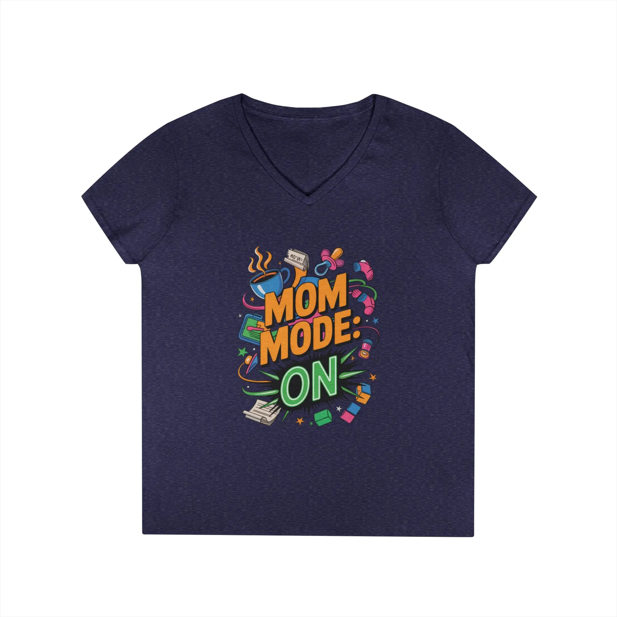 Mom Mode On Ladies V-Neck T-Shirt, Gift for Mom, Mother's Day Gift, Mother's Day Humor T-Shirt, Cute Mama Life Graphic Tee - Image 17