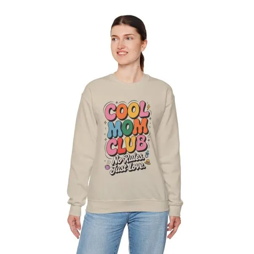 Cool Mom Club Sweatshirt, Gift for Moms, Mother's Day, No Rules Just Love, Retro Colorful Unisex Heavy Blend Crewneck - Image 30