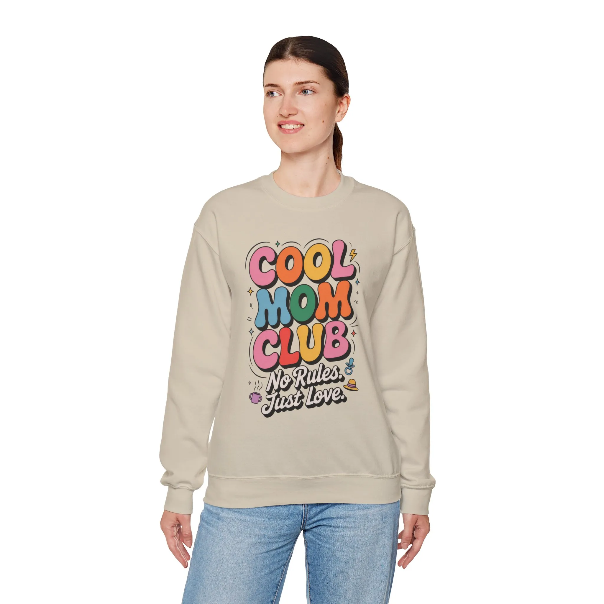 Cool Mom Club Sweatshirt, Gift for Moms, Mother's Day, No Rules Just Love, Retro Colorful Unisex Heavy Blend Crewneck - Image 30