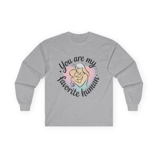 You Are My Favorite Human Mom and Baby Shirt, Unisex Ultra Cotton Long Sleeve Tee, Mother's Day Gift, Cute Heart Design - Image 7
