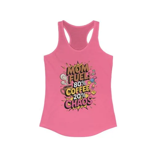 Funny Mom Fuel Racerback Tank, Perfect Gift for Moms, Chaos & Caffeine, Mother's Day Apparel, Funny Tired Mom Life Tee, Coffee Loving Moms - Image 15
