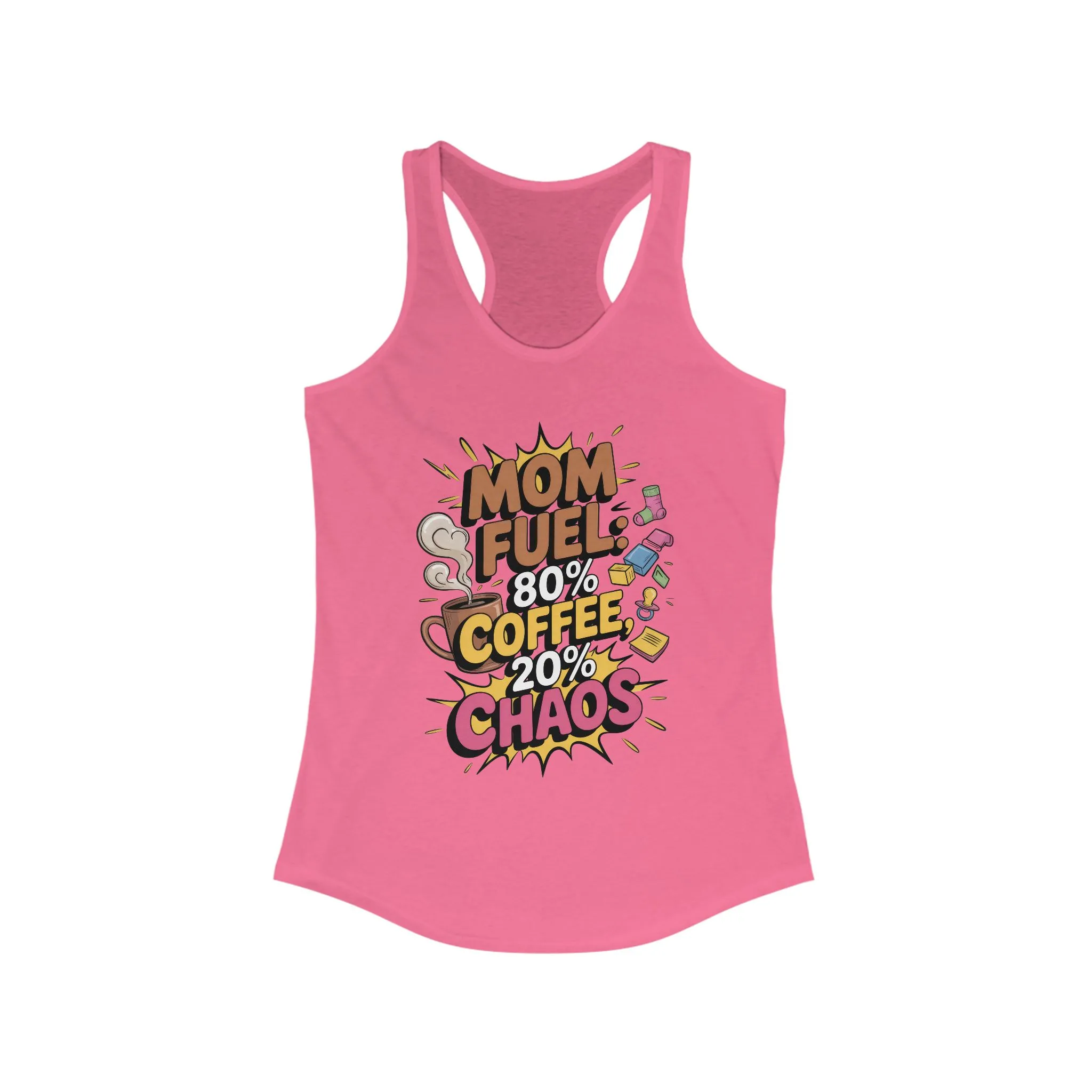 Funny Mom Fuel Racerback Tank, Perfect Gift for Moms, Chaos & Caffeine, Mother's Day Apparel, Funny Tired Mom Life Tee, Coffee Loving Moms - Image 15