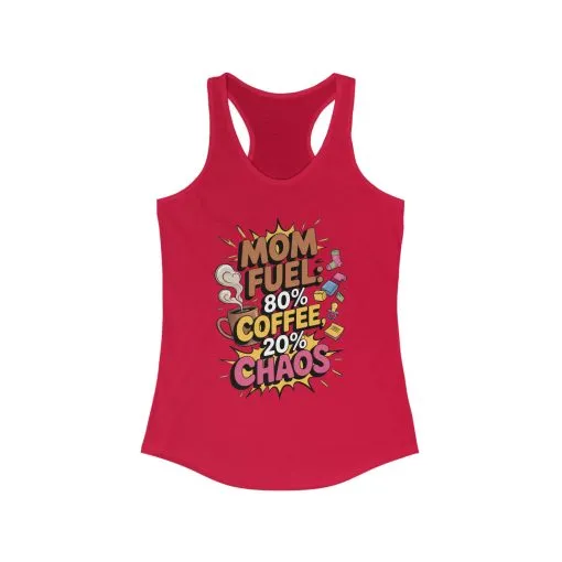 Funny Mom Fuel Racerback Tank, Perfect Gift for Moms, Chaos & Caffeine, Mother's Day Apparel, Funny Tired Mom Life Tee, Coffee Loving Moms - Image 17