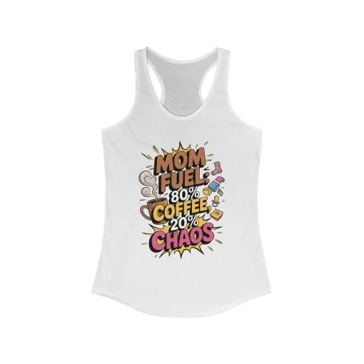 Funny Mom Fuel Racerback Tank, Perfect Gift for Moms, Chaos & Caffeine, Mother's Day Apparel, Funny Tired Mom Life Tee, Coffee Loving Moms - Image 19