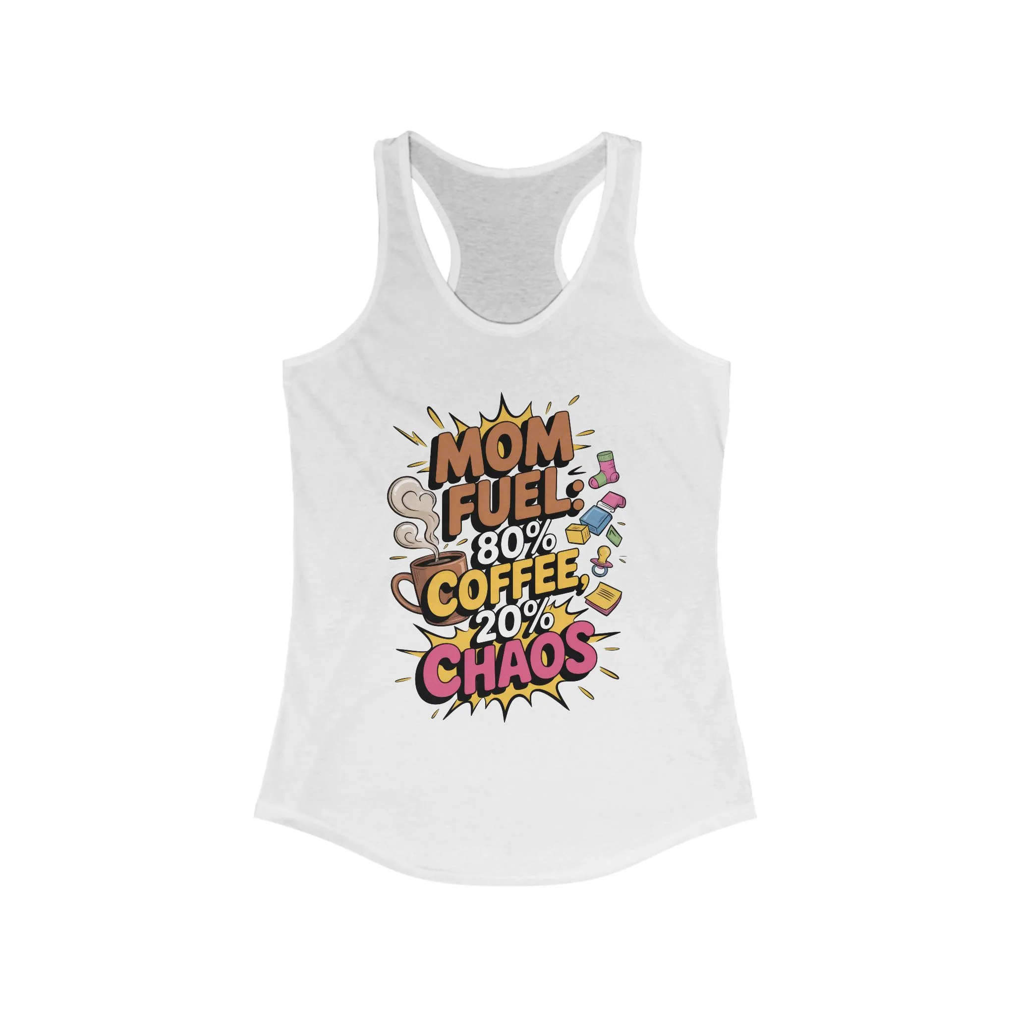 Funny Mom Fuel Racerback Tank, Perfect Gift for Moms, Chaos & Caffeine, Mother's Day Apparel, Funny Tired Mom Life Tee, Coffee Loving Moms - Image 19