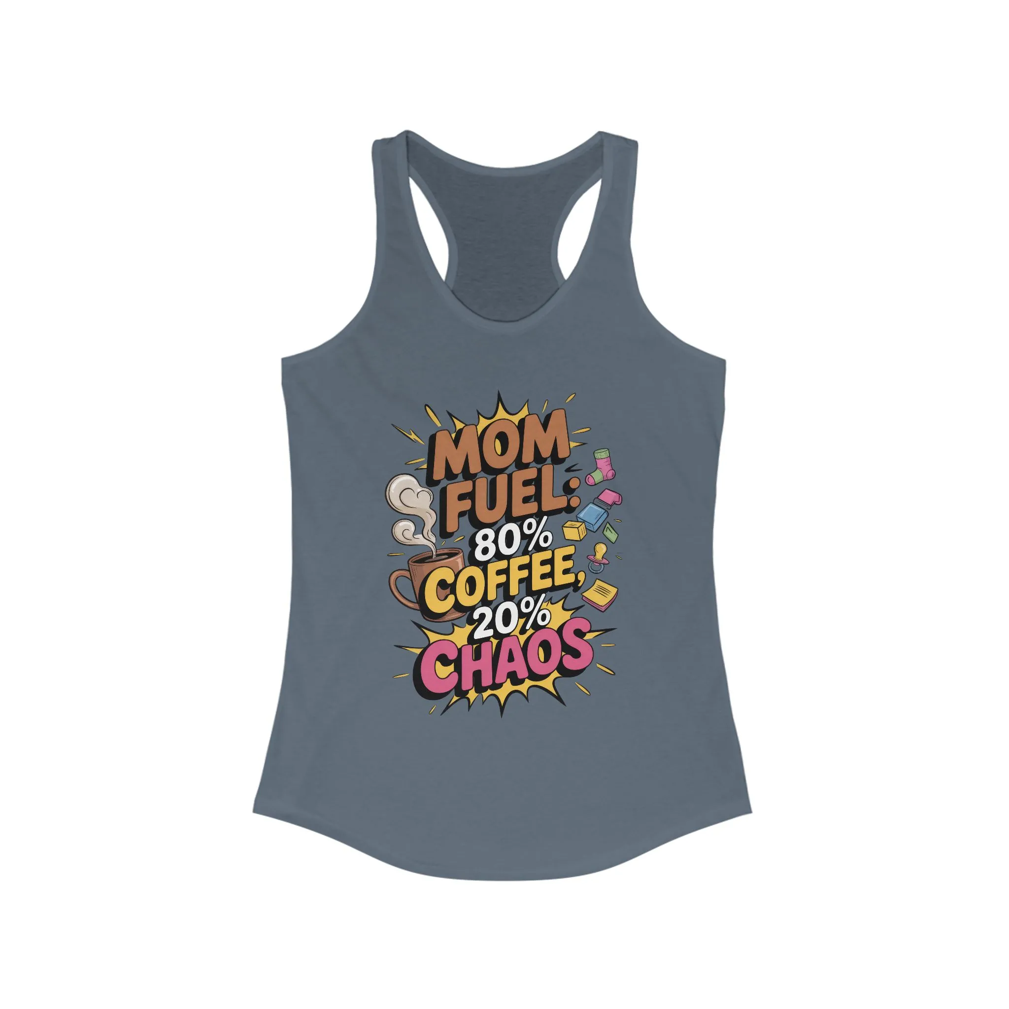 Funny Mom Fuel Racerback Tank, Perfect Gift for Moms, Chaos & Caffeine, Mother's Day Apparel, Funny Tired Mom Life Tee, Coffee Loving Moms - Image 21