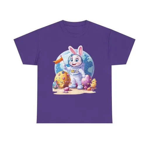 Space Bunny Unisex Heavy Cotton Tee - Cute Astronaut Design for Easter and Fun Occasions - Image 19