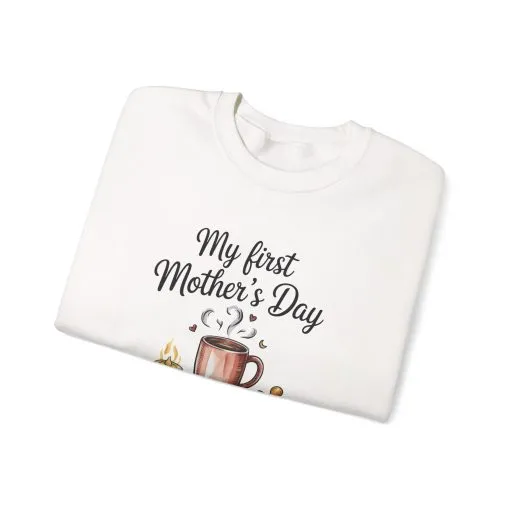 My First Mother's Day Sweatshirt, Cozy Crewneck for Moms, Gift for New Mothers, Baby Shower Tee, Snuggles & Sleepless Nights - Image 3